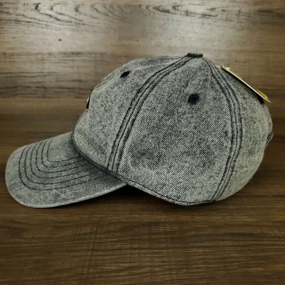 Batman DC Comics Dad Hat Cap Pin Logo Black‎ Acid Wash Denim Strapback NWT